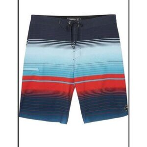 ONeill Hyperfreak Mens Boardshorts Blue Red Striped Size 28 Lightweight Quick-Dr